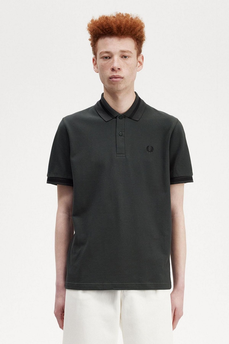 Fred Perry M2 Polo Shirts Herren Grün Schwarz | CHNEJ83533