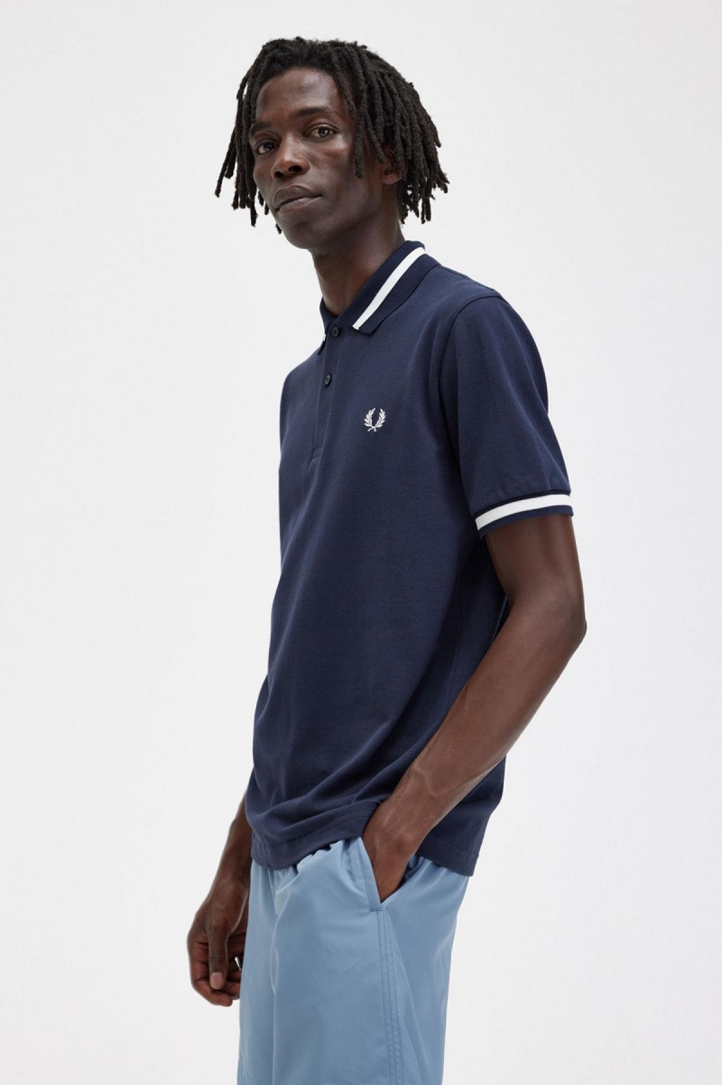 Fred Perry M2 Polo Shirts Herren Navy Weiß | SCHVO45340