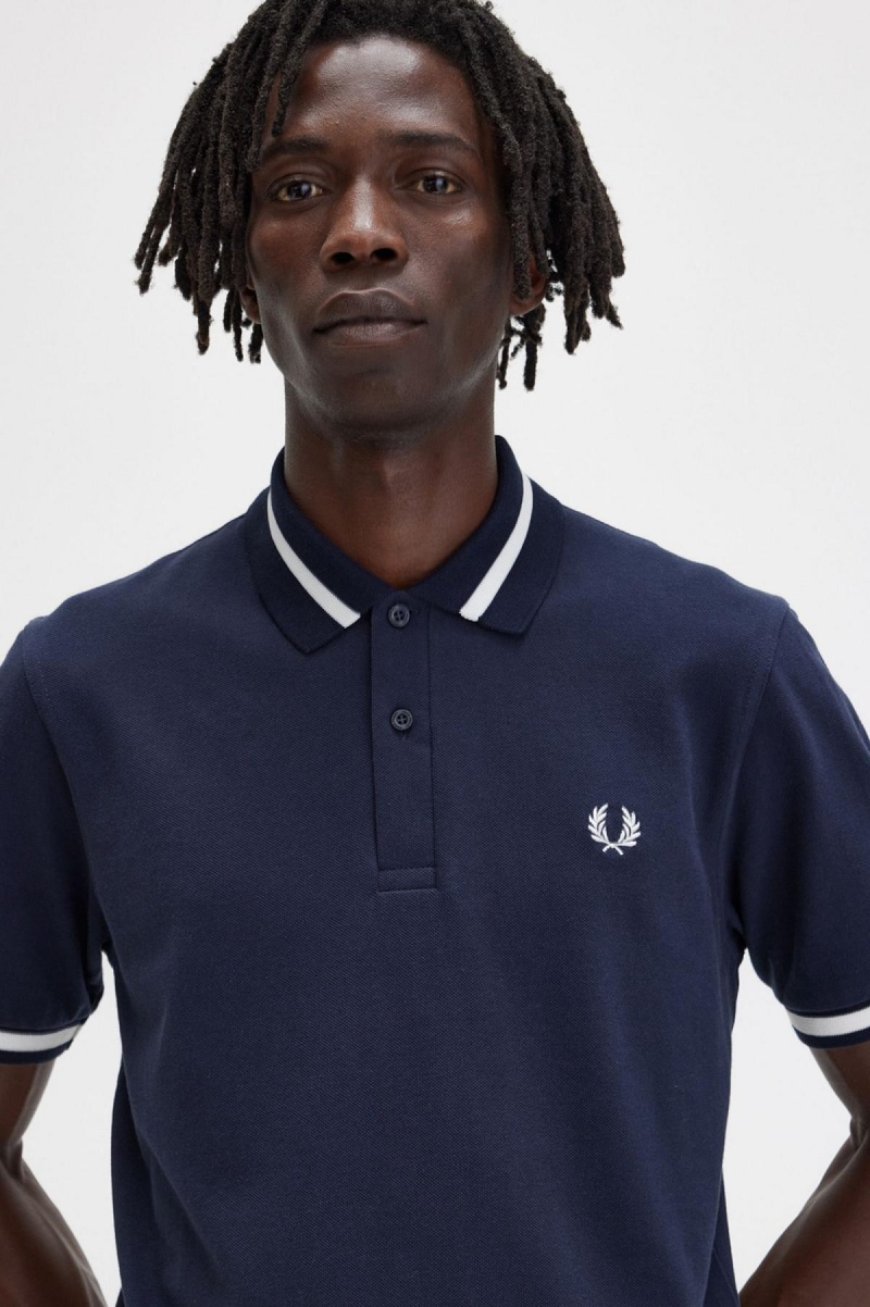 Fred Perry M2 Polo Shirts Herren Navy Weiß | SCHVO45340