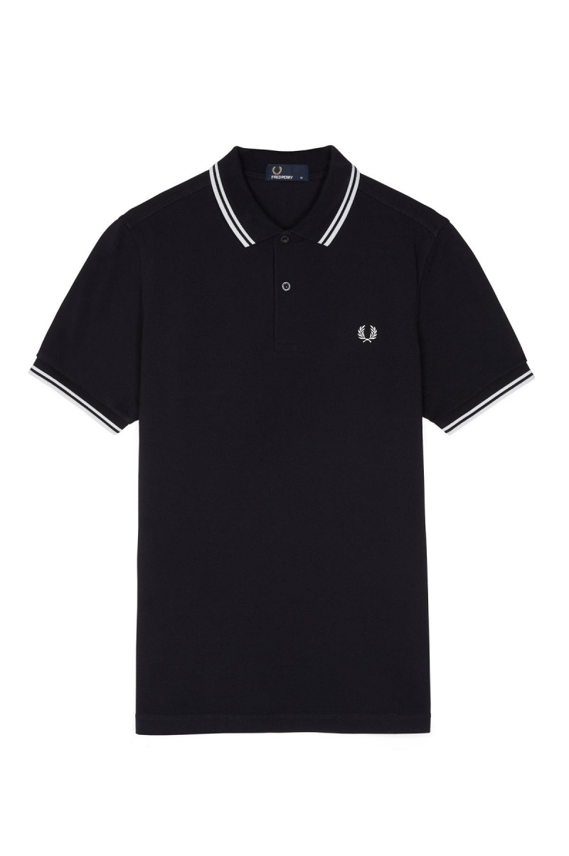 Fred Perry M3600 Fred Perry Shirt Herren Navy Weiß Weiß | CHEGJ45863