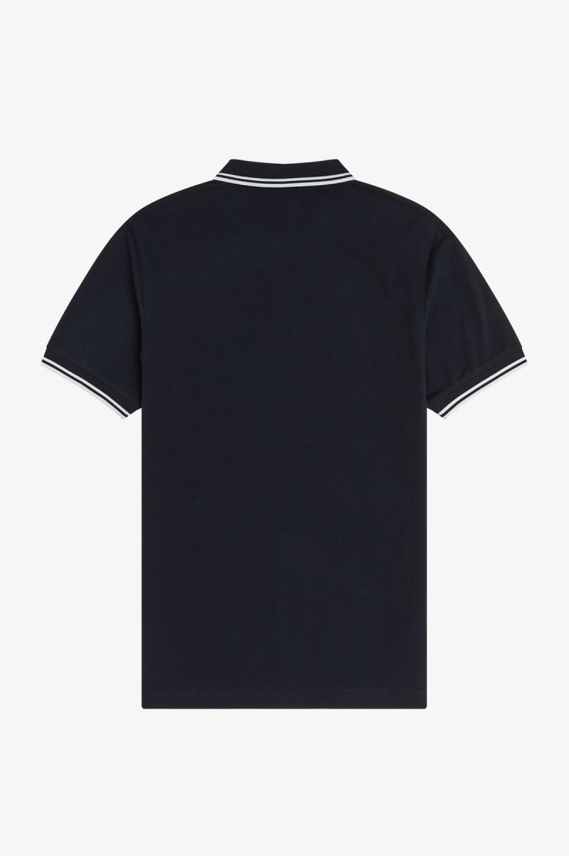 Fred Perry M3600 Fred Perry Shirt Herren Navy Weiß Weiß | CHEGJ45863
