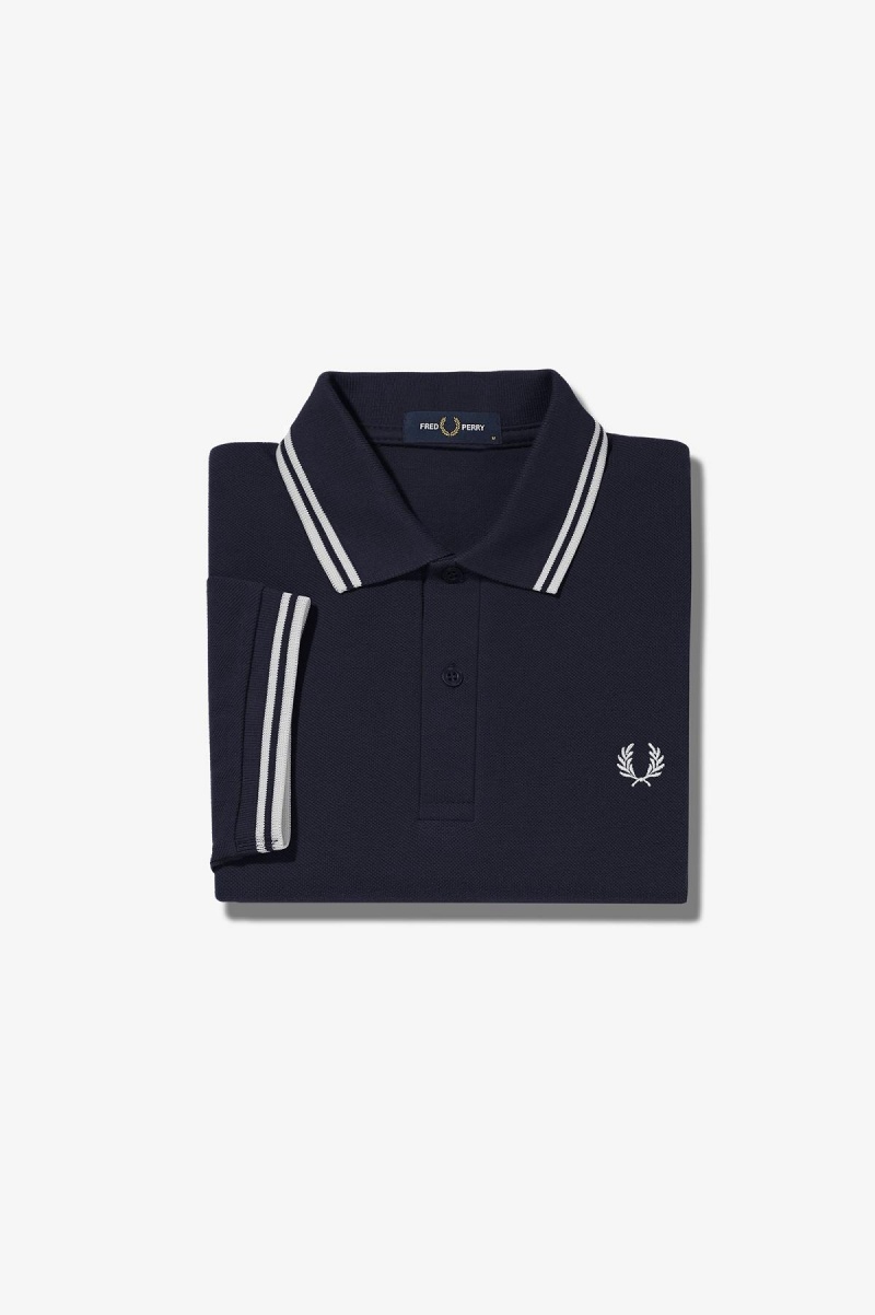 Fred Perry M3600 Fred Perry Shirt Herren Navy Weiß Weiß | CHEGJ45863