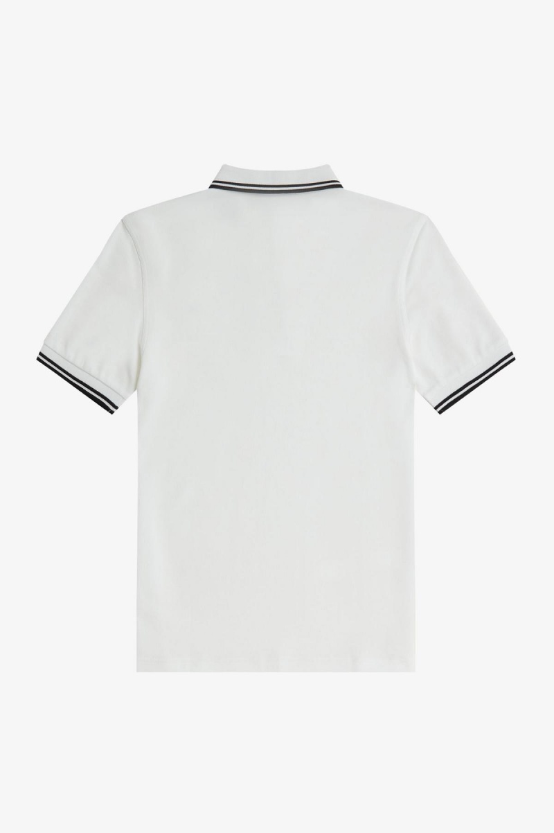 Fred Perry M3600 Fred Perry Shirt Herren Weiß Schwarz Schwarz | CHJBT88256
