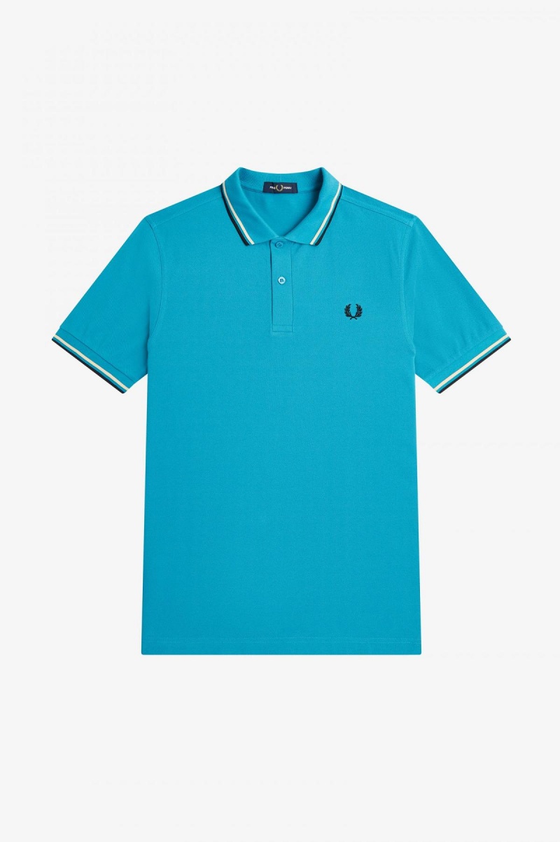 Fred Perry M3600 Fred Perry Shirt Herren Blau Weiß Schwarz | SCHNY25332