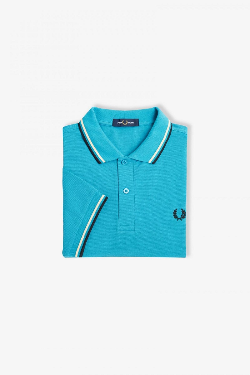 Fred Perry M3600 Fred Perry Shirt Herren Blau Weiß Schwarz | SCHNY25332