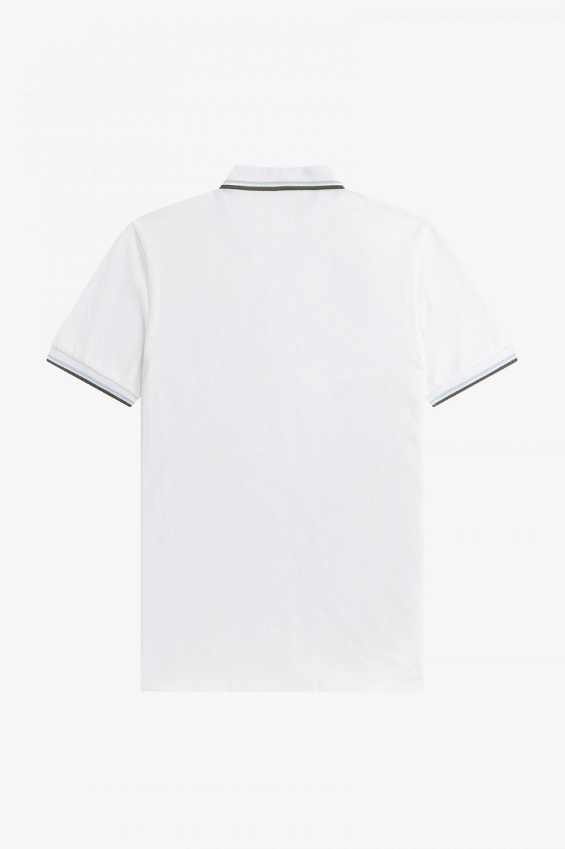 Fred Perry M3600 Fred Perry Shirt Herren Weiß Hellgrün | CHEGJ50639