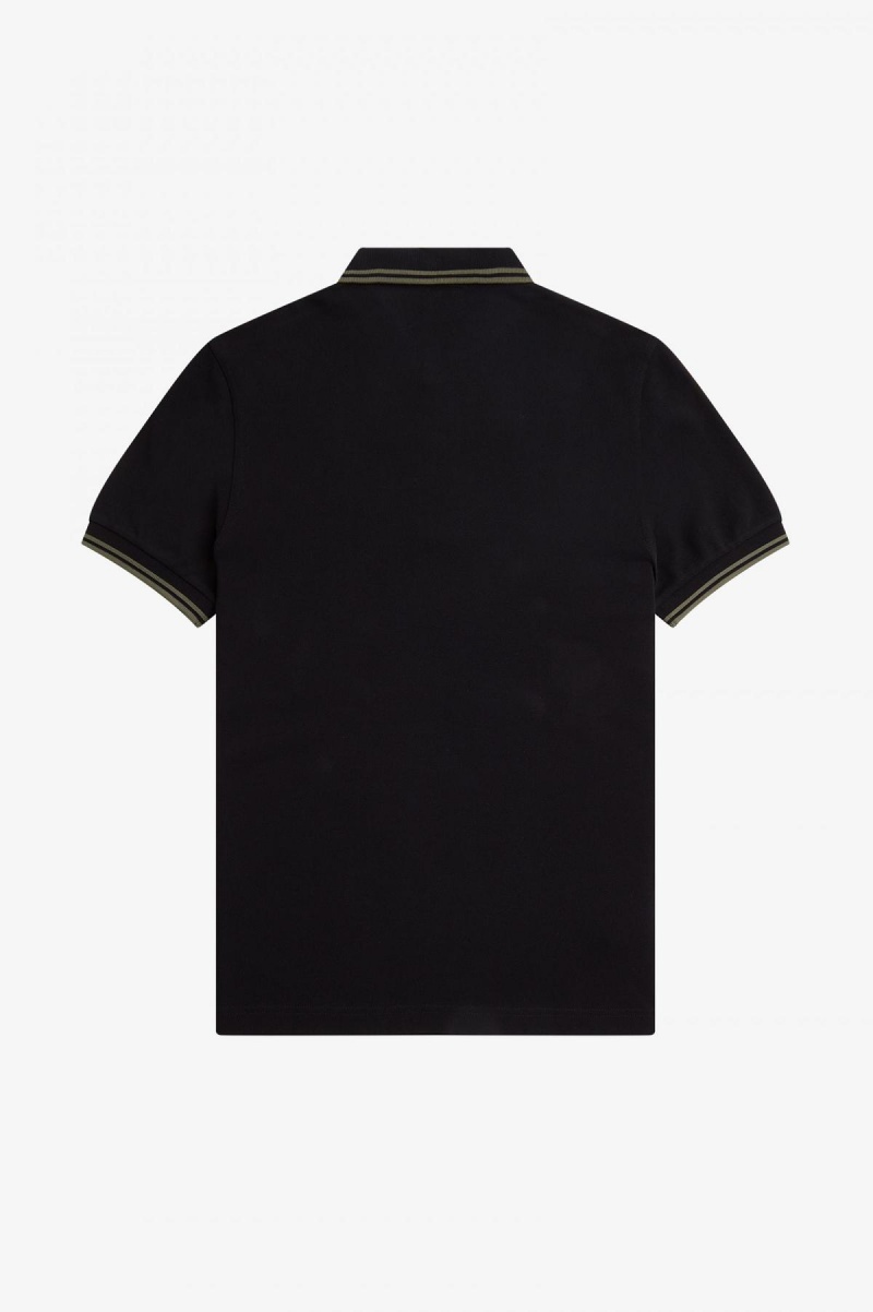 Fred Perry M3600 Fred Perry Shirt Herren Schwarz Grün Grün | CHJBT65861