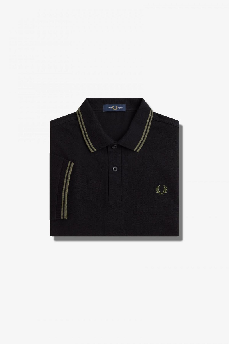 Fred Perry M3600 Fred Perry Shirt Herren Schwarz Grün Grün | CHJBT65861