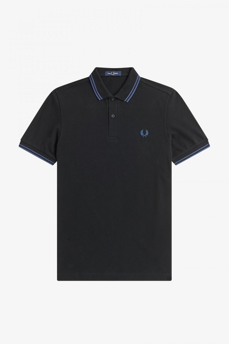 Fred Perry M3600 Fred Perry Shirt Herren Schwarz Blau Blau | CHEAH64727