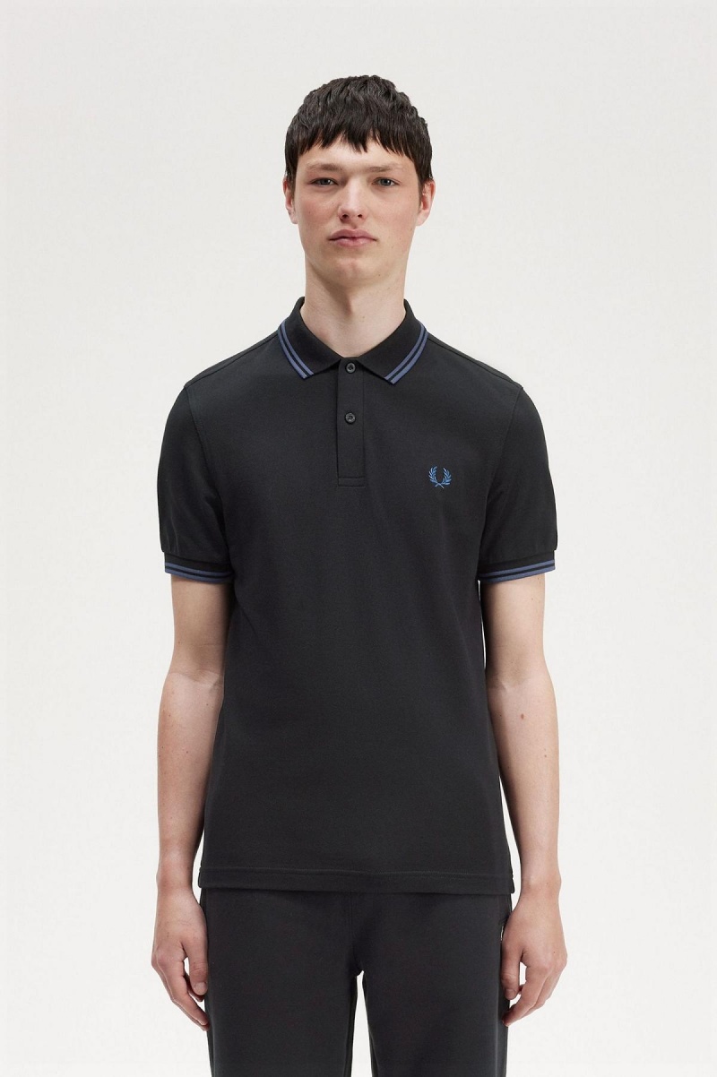 Fred Perry M3600 Fred Perry Shirt Herren Schwarz Blau Blau | CHEAH64727