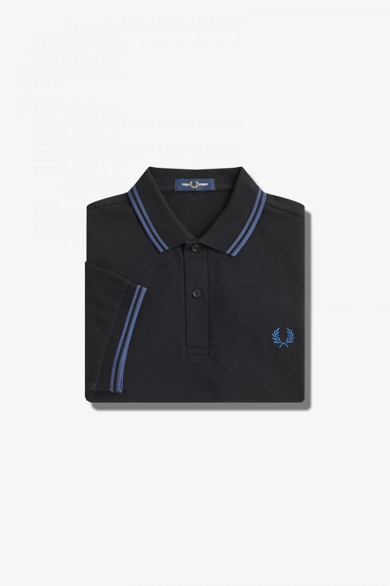 Fred Perry M3600 Fred Perry Shirt Herren Schwarz Blau Blau | CHEAH64727