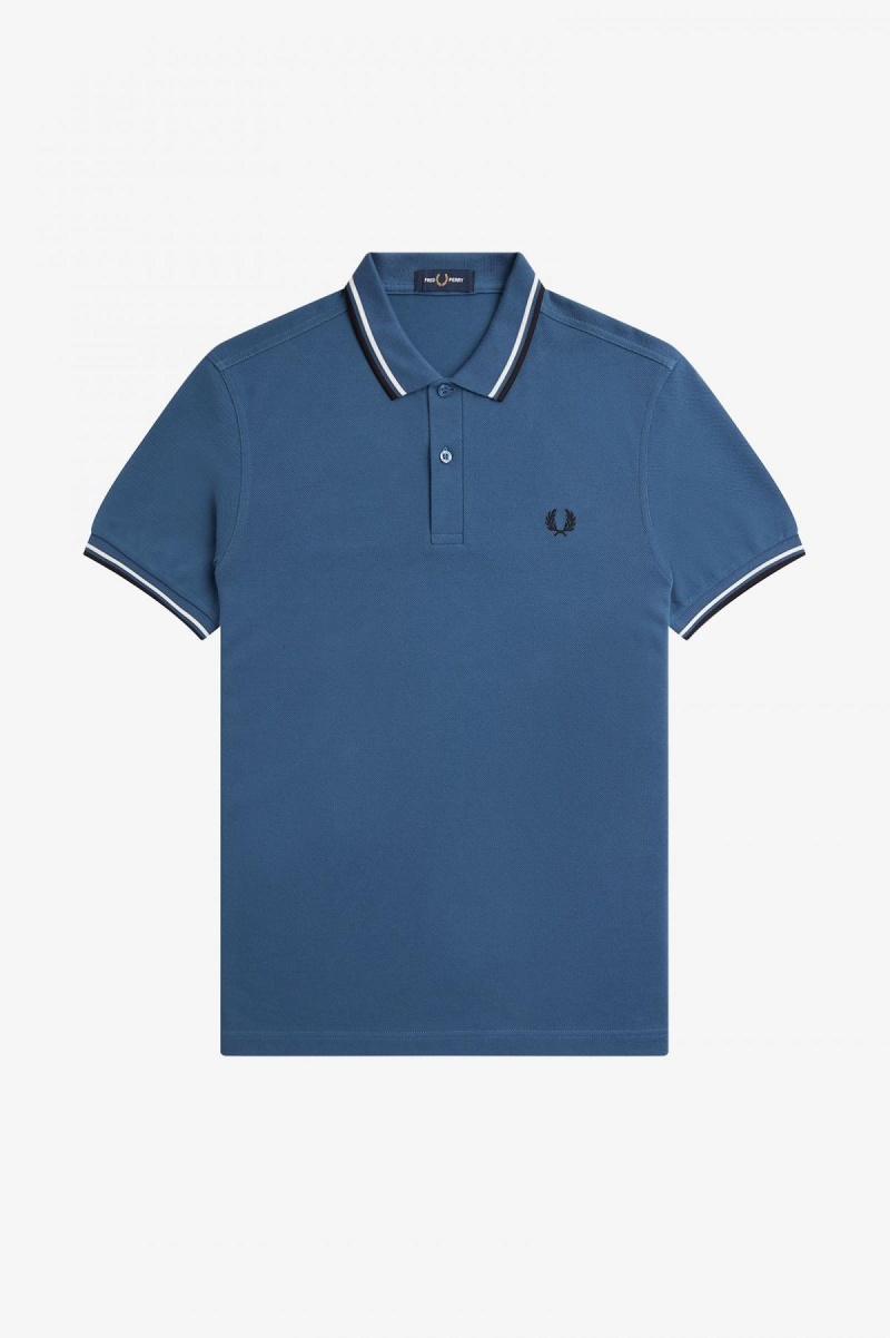 Fred Perry M3600 Fred Perry Shirt Herren Blau Weiß Schwarz | CHXMI14203