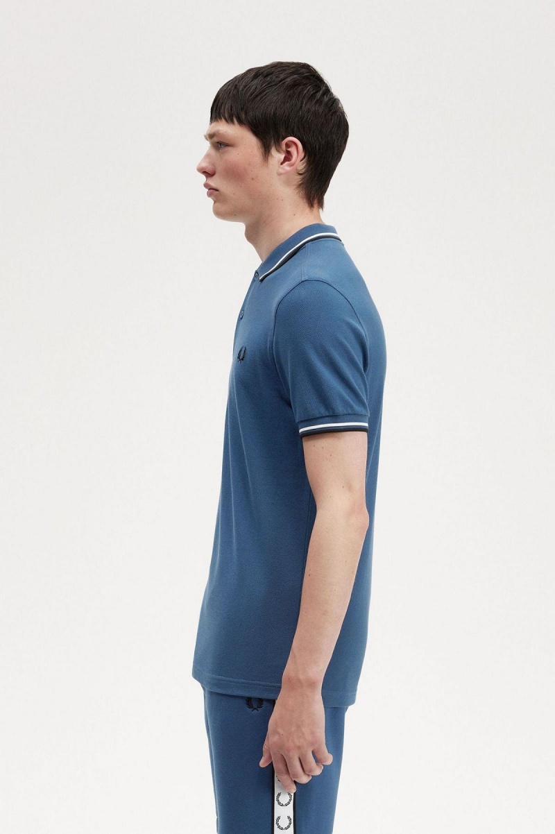Fred Perry M3600 Fred Perry Shirt Herren Blau Weiß Schwarz | CHXMI14203