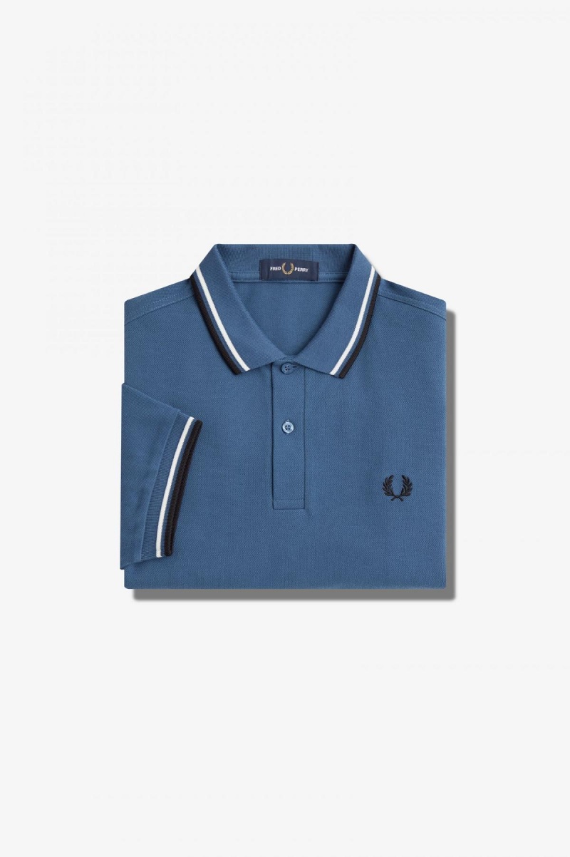 Fred Perry M3600 Fred Perry Shirt Herren Blau Weiß Schwarz | CHXMI14203