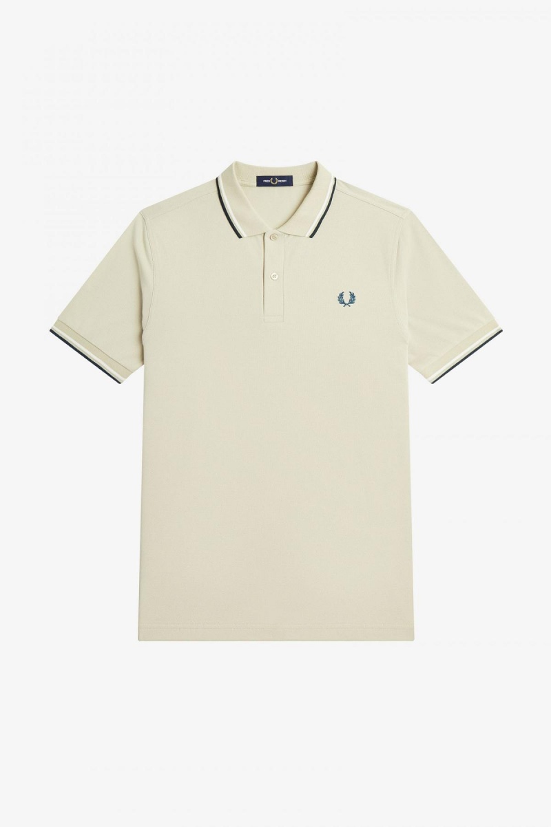 Fred Perry M3600 Fred Perry Shirt Herren Hellweiß Blau | LCHTR27293