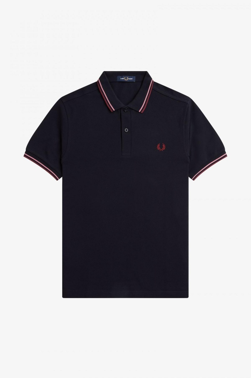 Fred Perry M3600 Fred Perry Shirt Herren Navy Rosa Rosa | TCHPQ66108