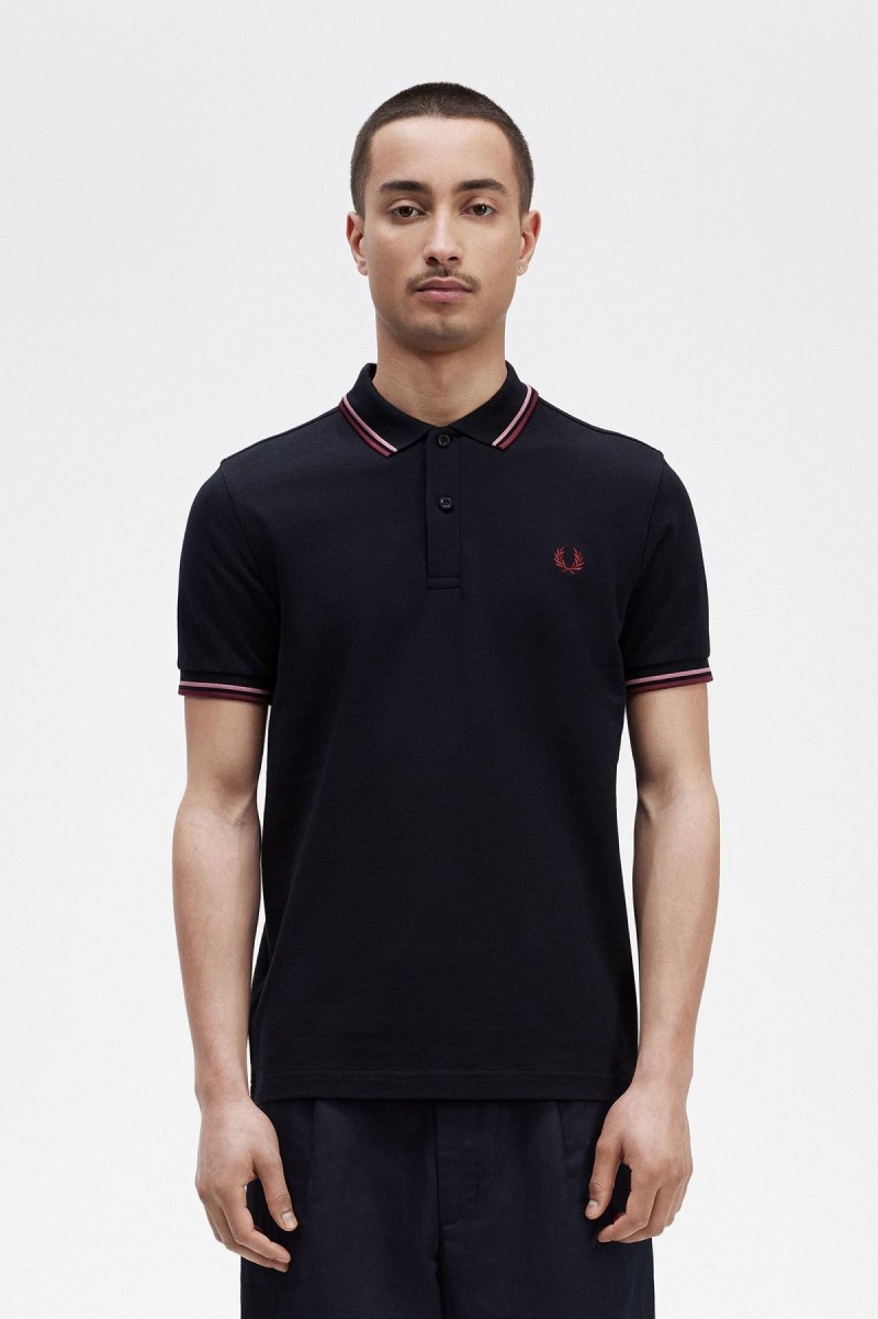Fred Perry M3600 Fred Perry Shirt Herren Navy Rosa Rosa | TCHPQ66108