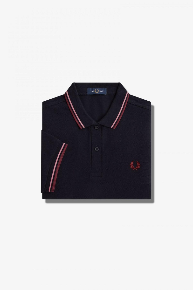 Fred Perry M3600 Fred Perry Shirt Herren Navy Rosa Rosa | TCHPQ66108