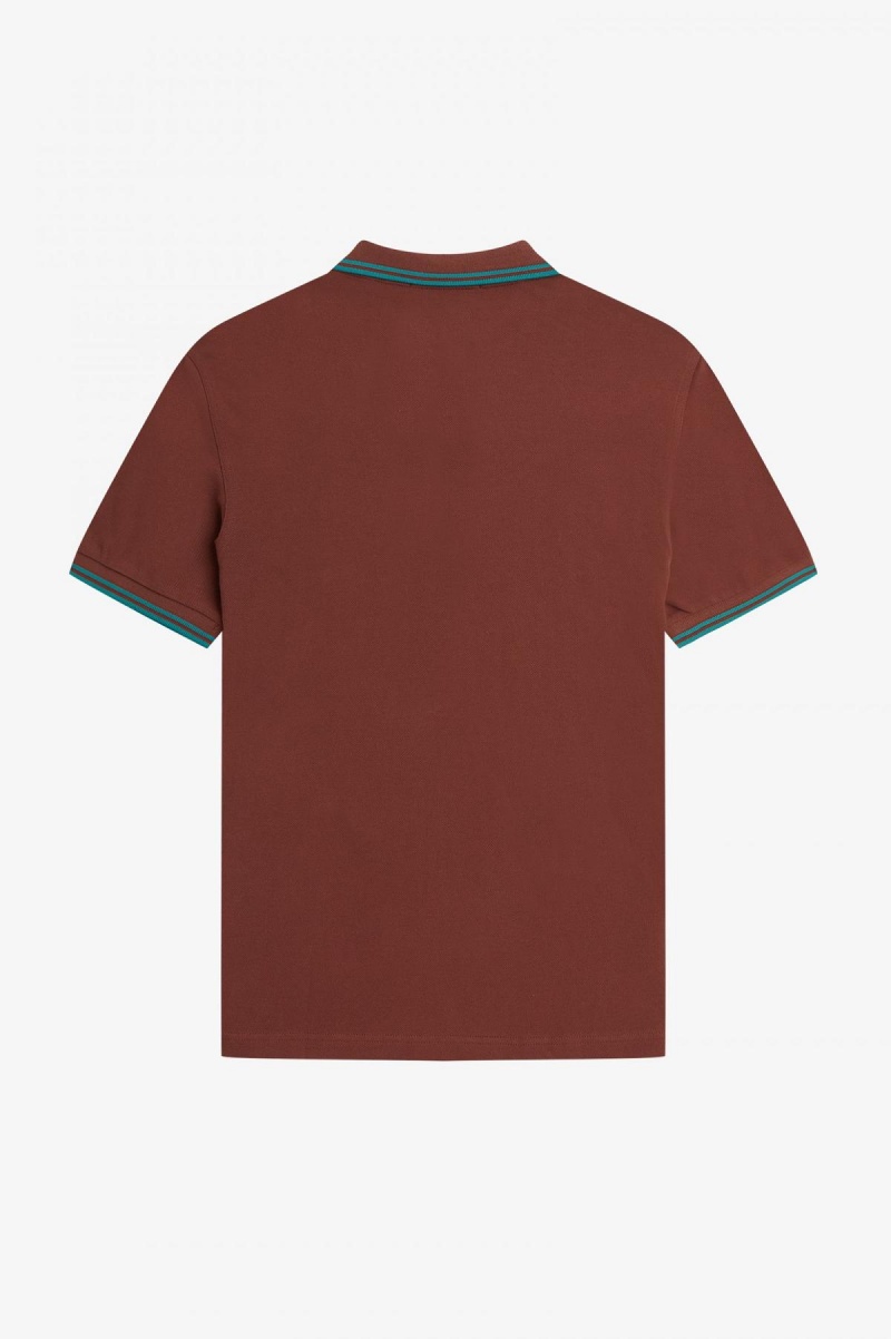 Fred Perry M3600 Fred Perry Shirt Herren Braun Tiefesmintfarben Tiefesmintfarben | CHEAH30037