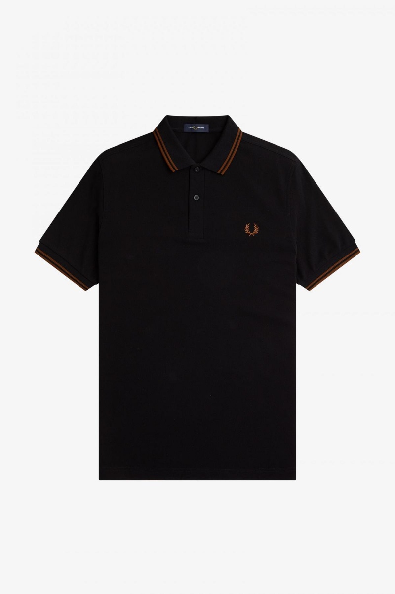 Fred Perry M3600 Fred Perry Shirt Herren Schwarz Braun Braun | CHXBR58218