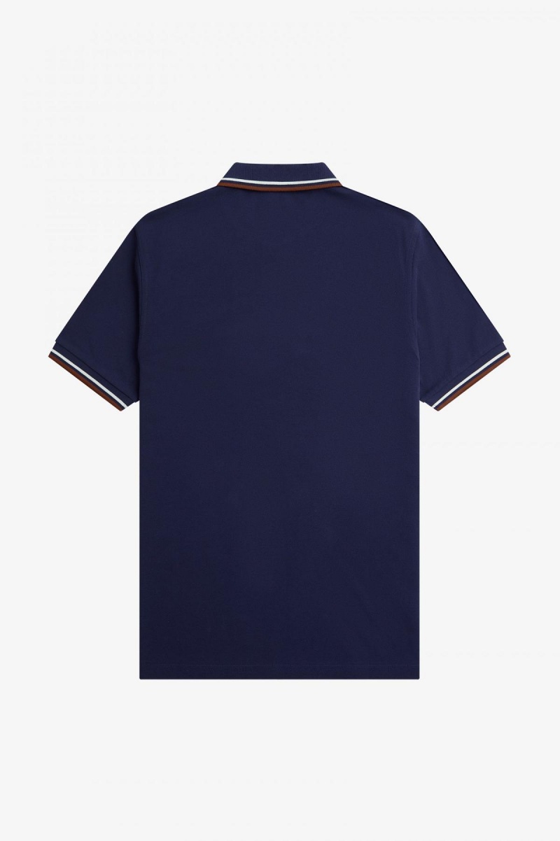 Fred Perry M3600 Fred Perry Shirt Herren Navy Braun | PCHQX87262