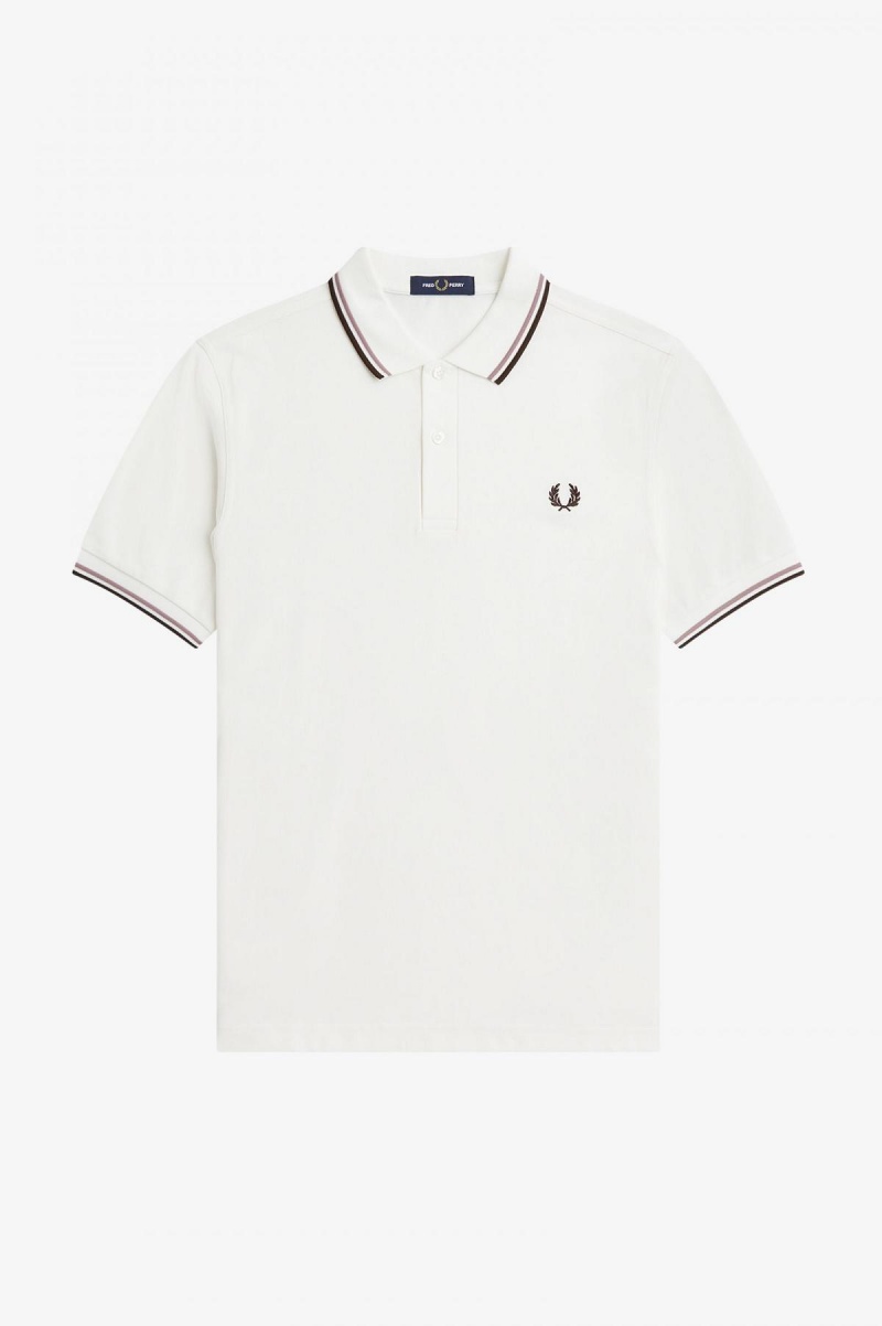 Fred Perry M3600 Fred Perry Shirt Herren Weiß Tiefesrosa | LCHTR54151