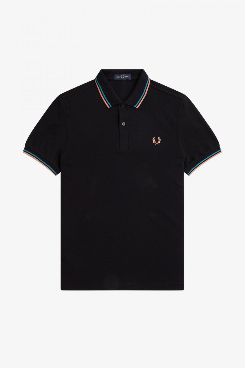 Fred Perry M3600 Fred Perry Shirt Herren Schwarz Blau Hell | SCHNY13495