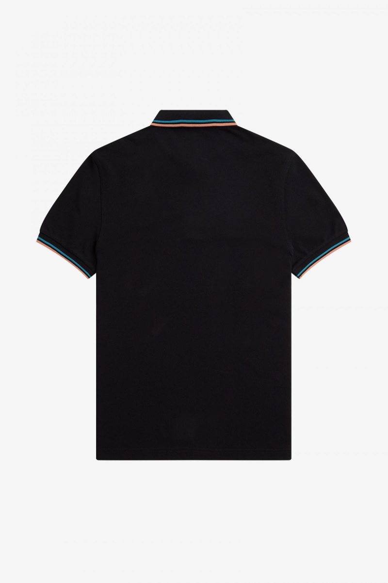 Fred Perry M3600 Fred Perry Shirt Herren Schwarz Blau Hell | SCHNY13495