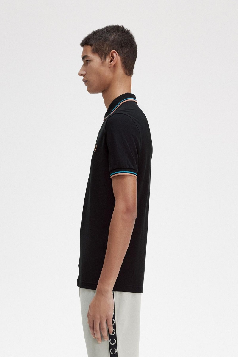 Fred Perry M3600 Fred Perry Shirt Herren Schwarz Blau Hell | SCHNY13495
