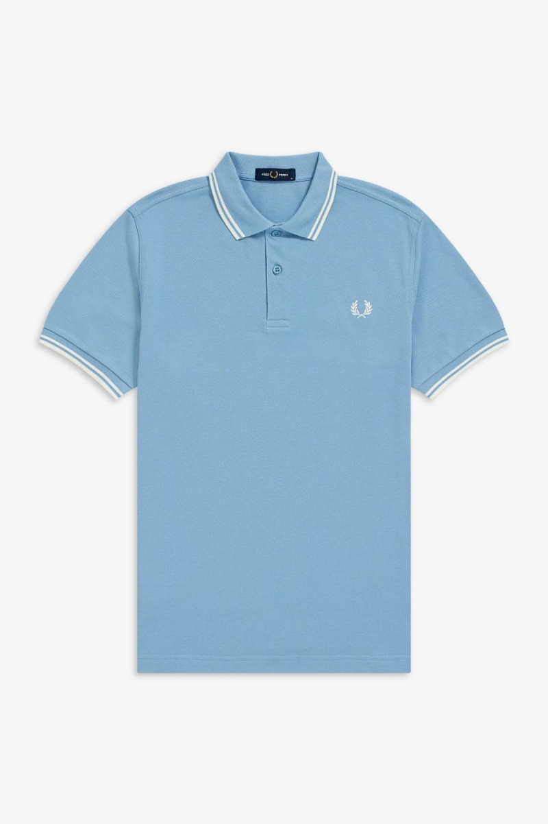 Fred Perry M3600 Fred Perry Shirt Herren Blau Weiß Weiß | UCHTG47971
