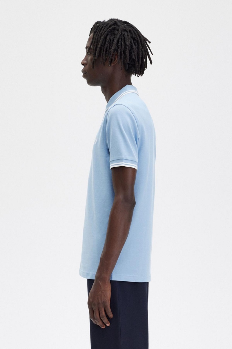 Fred Perry M3600 Fred Perry Shirt Herren Blau Weiß Weiß | UCHTG47971