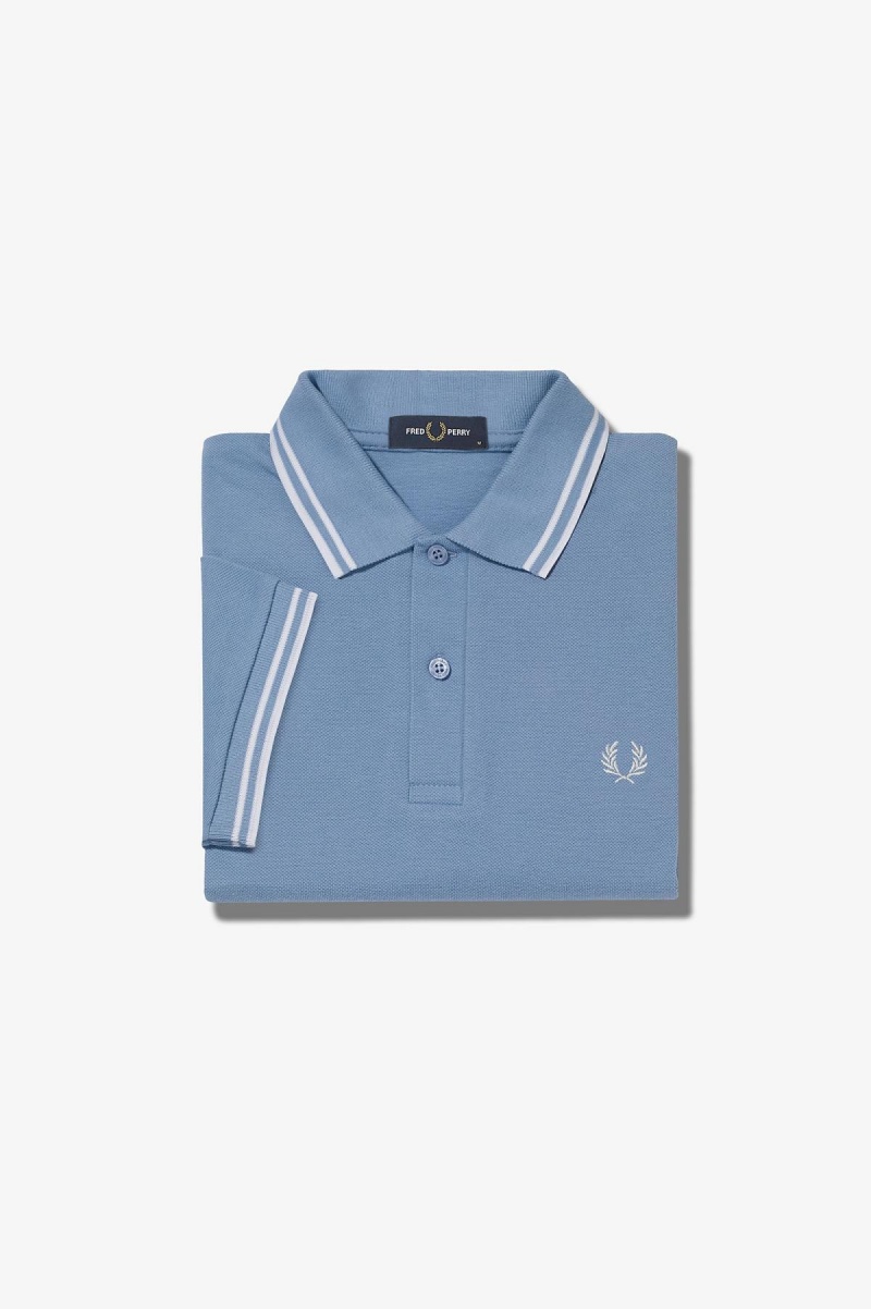 Fred Perry M3600 Fred Perry Shirt Herren Blau Weiß Weiß | UCHTG47971