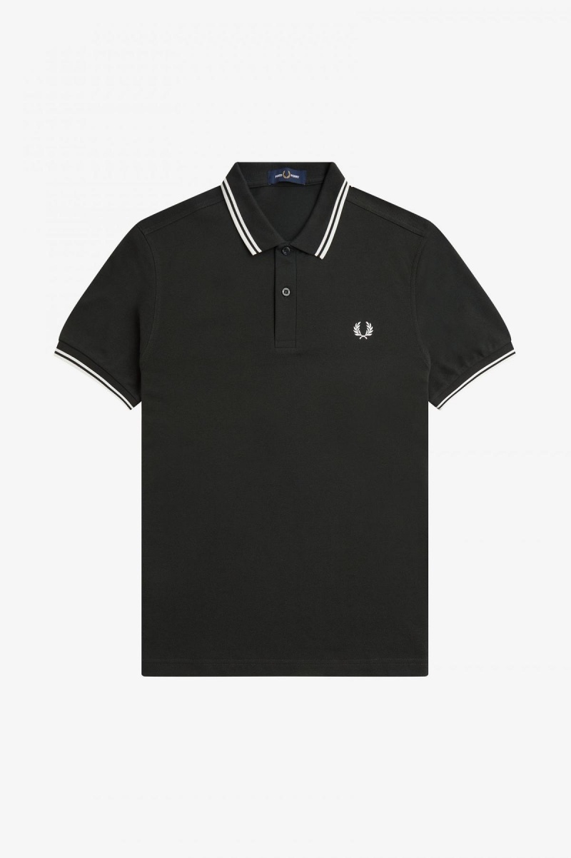 Fred Perry M3600 Fred Perry Shirt Herren Grün Weiß Weiß | GCHEC71217
