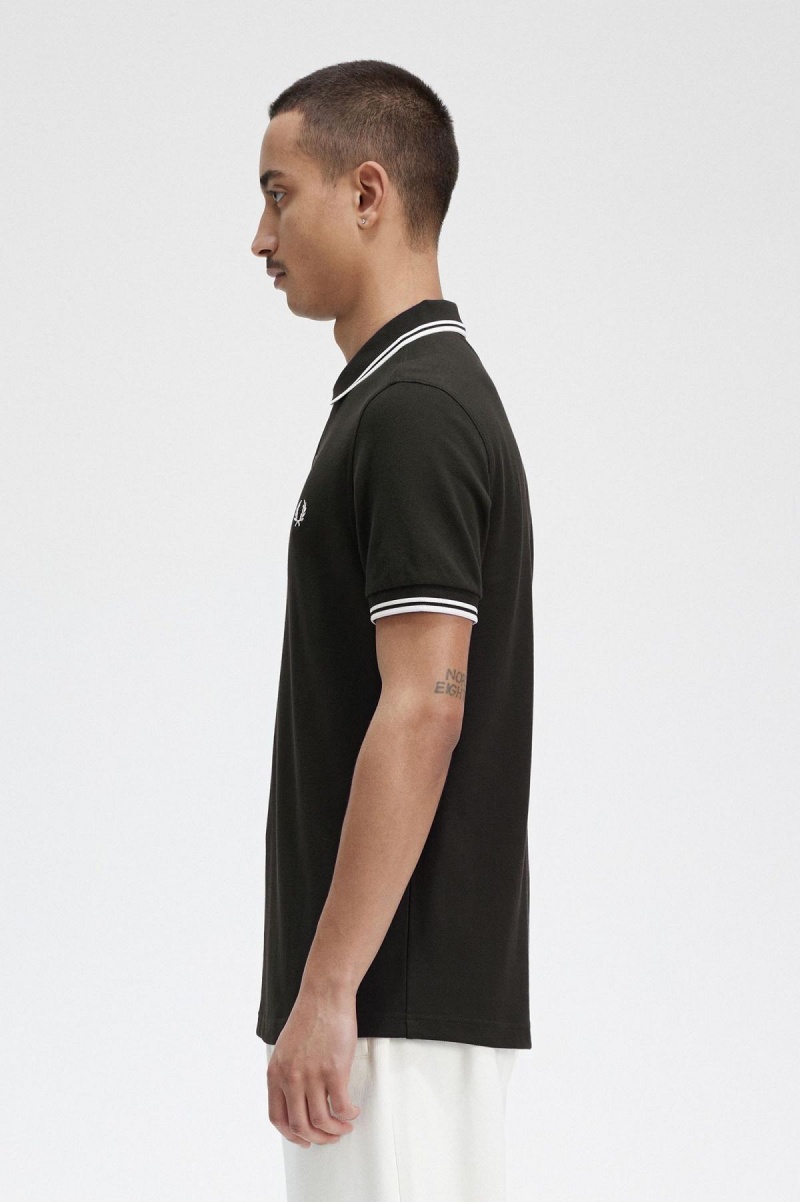 Fred Perry M3600 Fred Perry Shirt Herren Grün Weiß Weiß | GCHEC71217