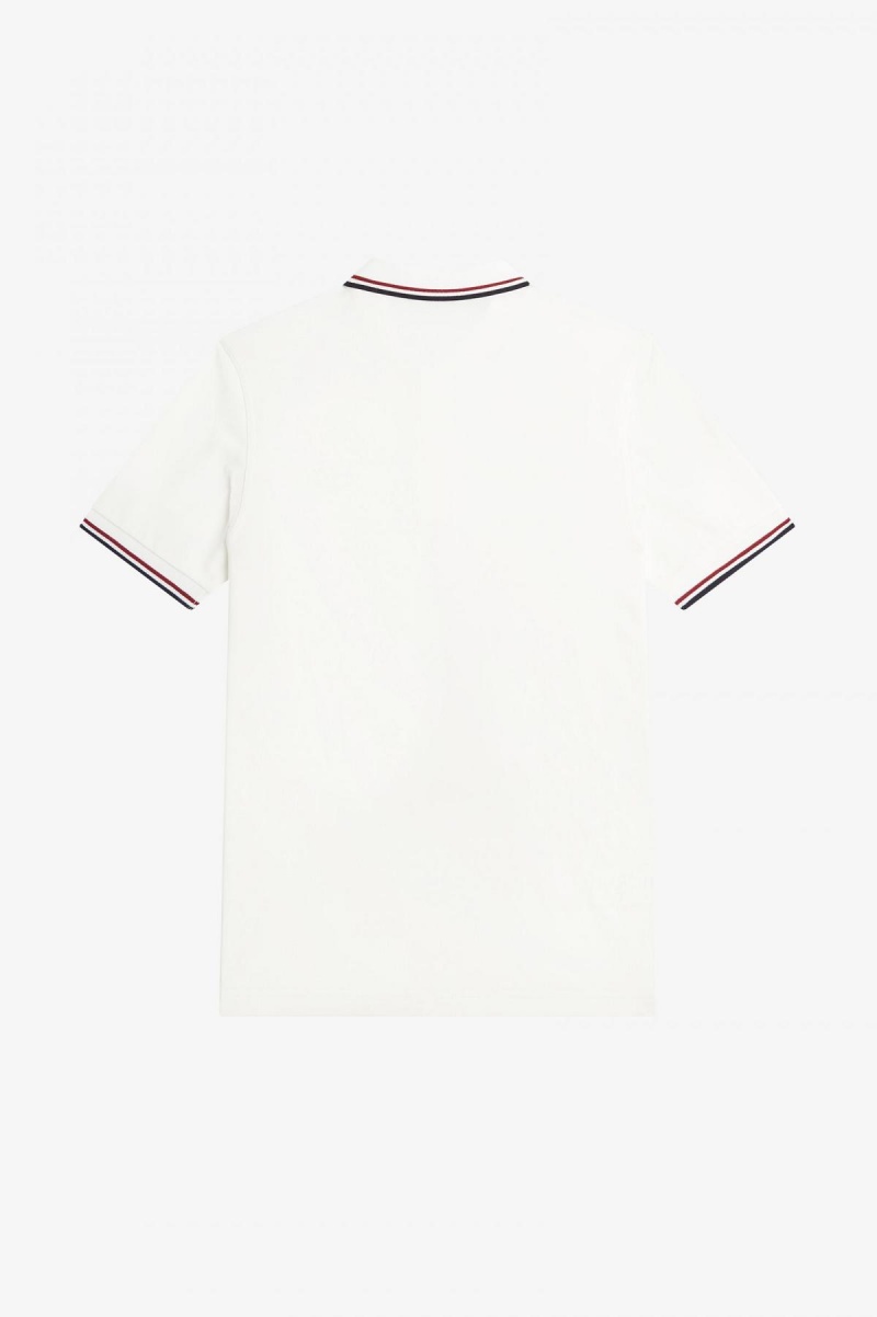 Fred Perry M3600 Fred Perry Shirt Herren Weiß Rot Navy | CHJZR56132