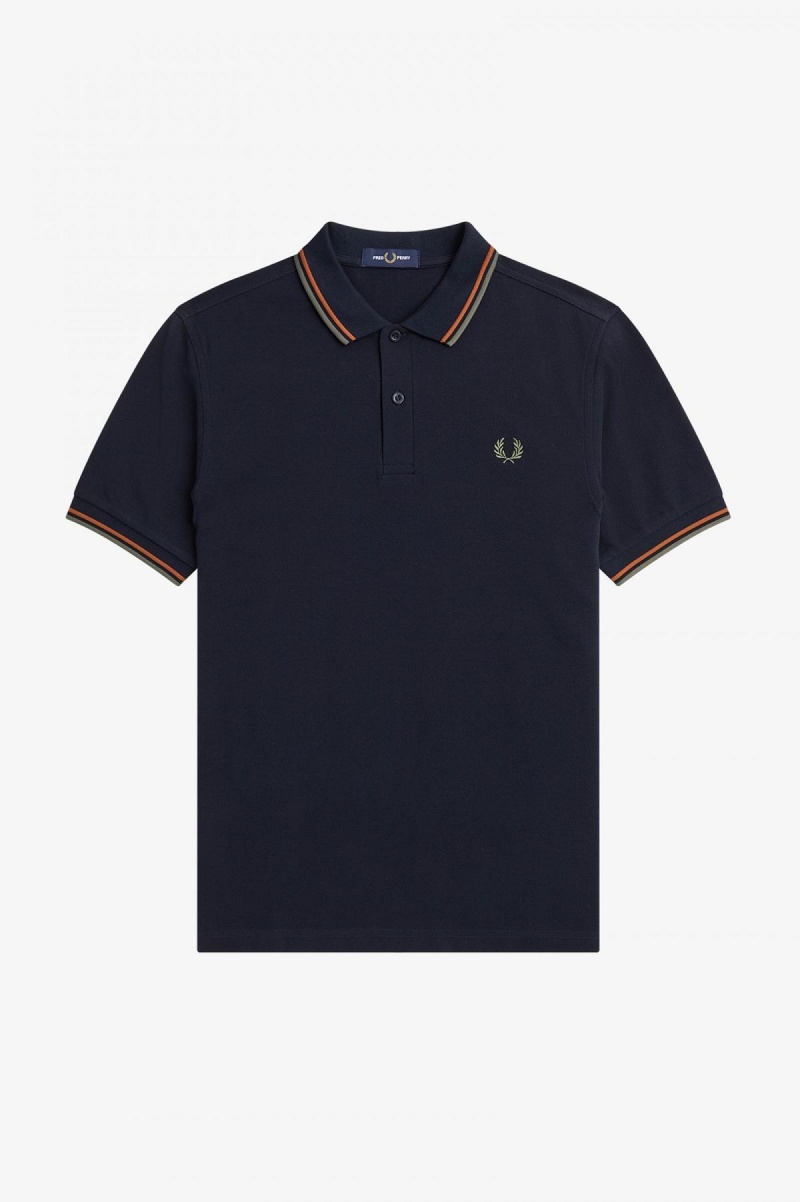 Fred Perry M3600 Fred Perry Shirt Herren Navy Grün | GCHEC66693