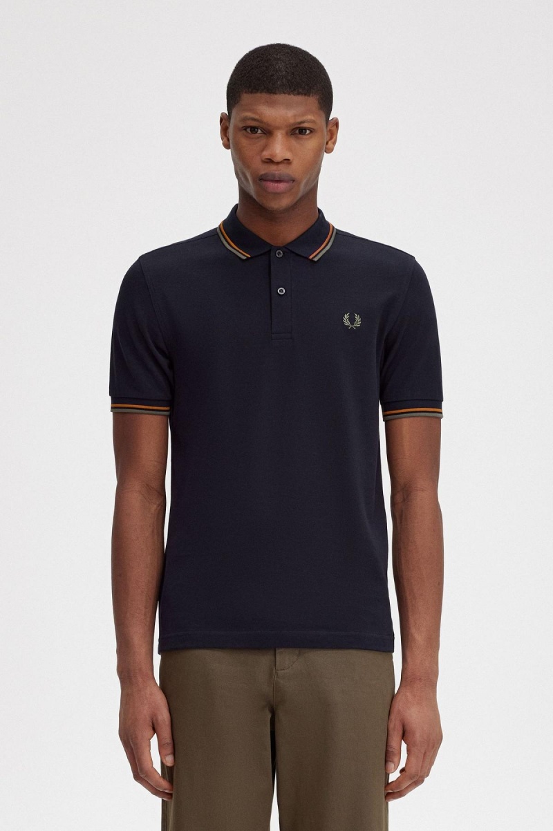 Fred Perry M3600 Fred Perry Shirt Herren Navy Grün | GCHEC66693