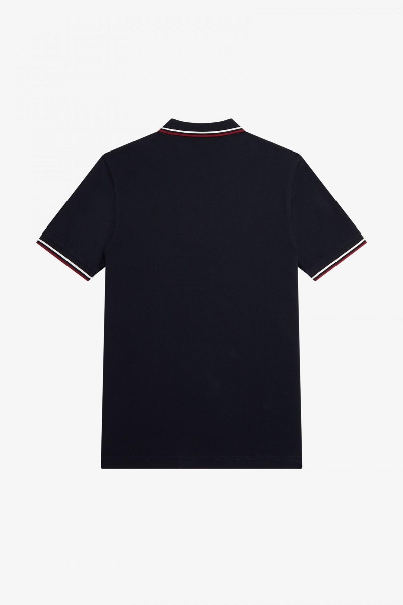 Fred Perry M3600 Fred Perry Shirt Herren Navy Weiß Rot | TCHPQ84678