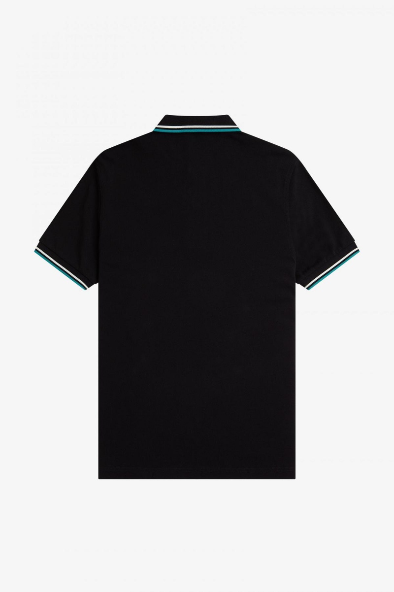 Fred Perry M3600 Fred Perry Shirt Herren Schwarz Tiefesmintfarben | FCHHY85143