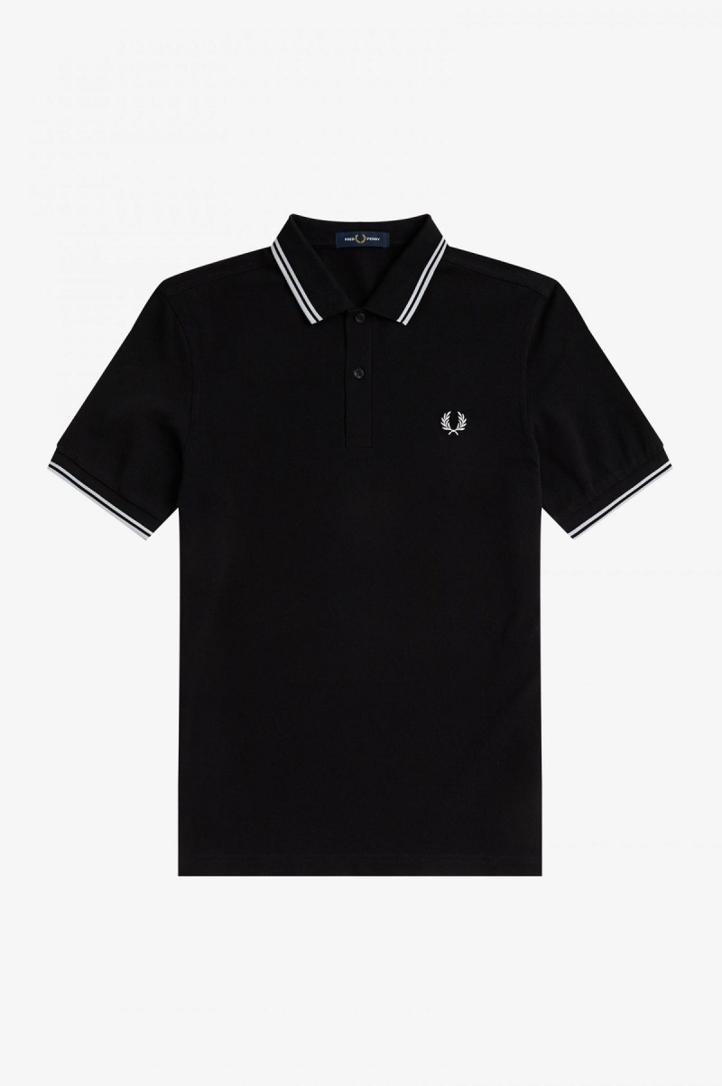 Fred Perry M3600 Fred Perry Shirt Herren Schwarz Weiß Weiß | QCHWA86012