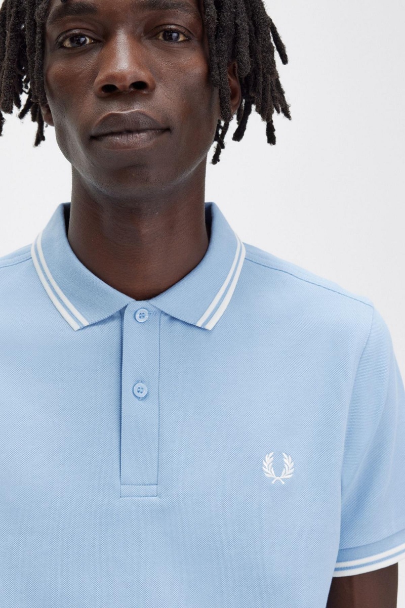 Fred Perry M3600 Polo Shirts Herren Blau Weiß Weiß | CHEGJ72170