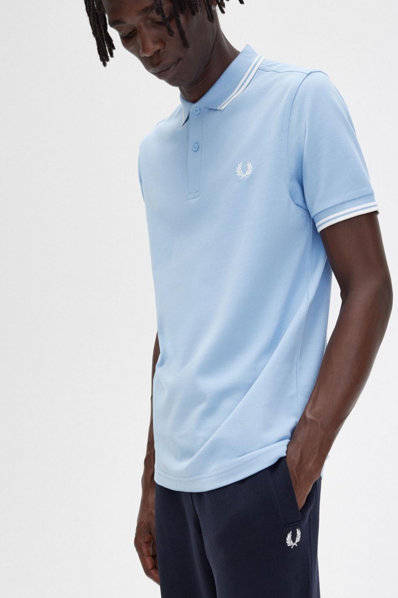 Fred Perry M3600 Polo Shirts Herren Blau Weiß Weiß | CHEGJ72170