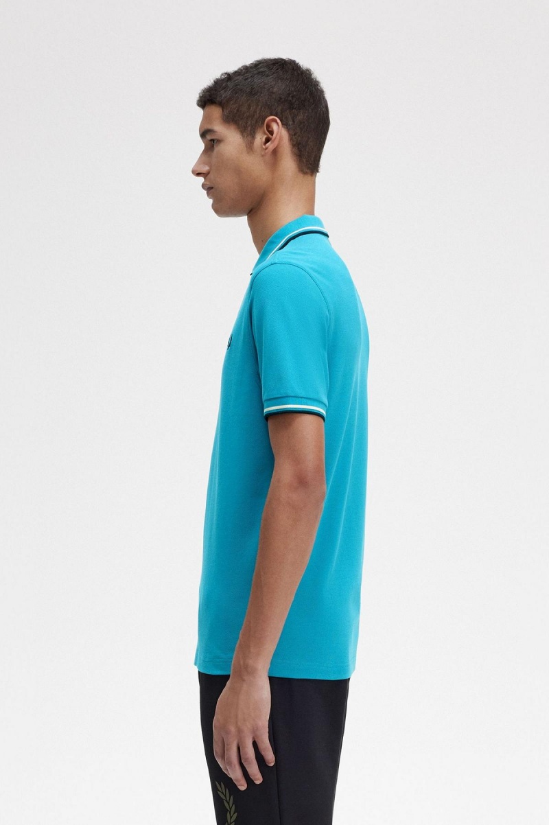 Fred Perry M3600 Polo Shirts Herren Blau Weiß Schwarz | CHCVG12723
