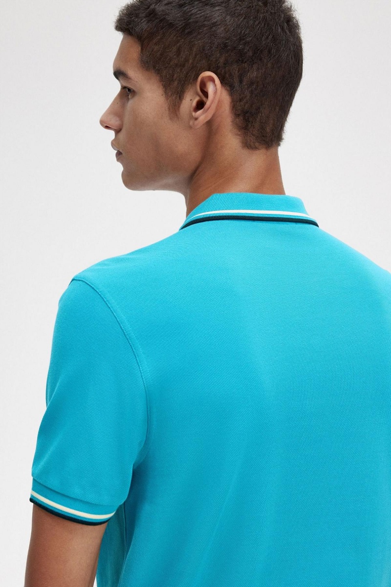 Fred Perry M3600 Polo Shirts Herren Blau Weiß Schwarz | CHCVG12723