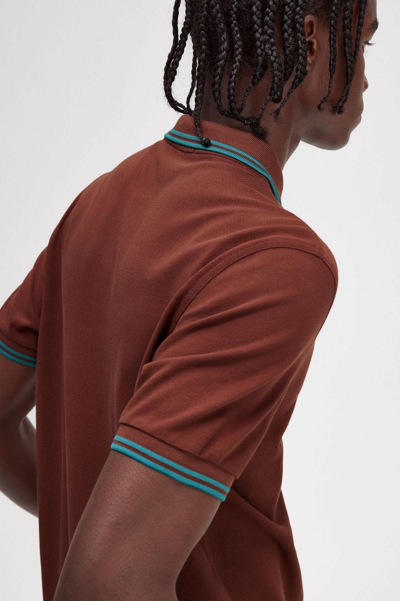 Fred Perry M3600 Polo Shirts Herren Braun Tiefesmintfarben Tiefesmintfarben | SCHNY40005