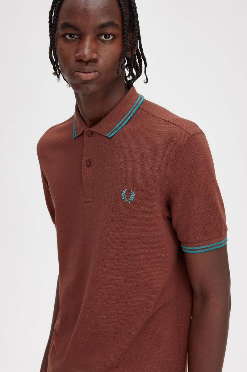 Fred Perry M3600 Polo Shirts Herren Braun Tiefesmintfarben Tiefesmintfarben | SCHNY40005