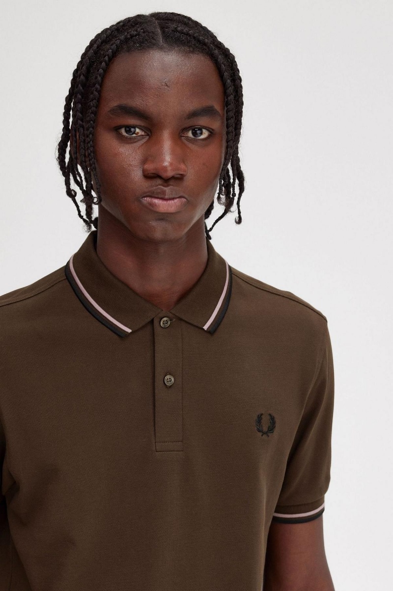 Fred Perry M3600 Polo Shirts Herren Dunkelrosa Schwarz | CHJKU15562