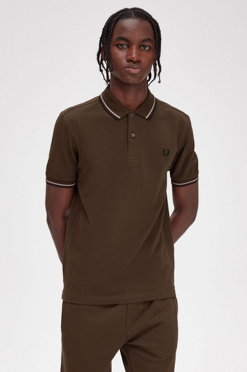 Fred Perry M3600 Polo Shirts Herren Dunkelrosa Schwarz | CHJKU15562