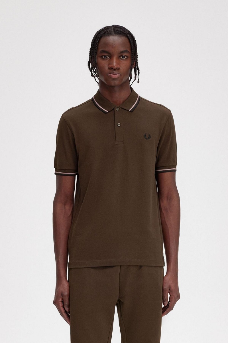 Fred Perry M3600 Polo Shirts Herren Dunkelrosa Schwarz | CHJKU15562