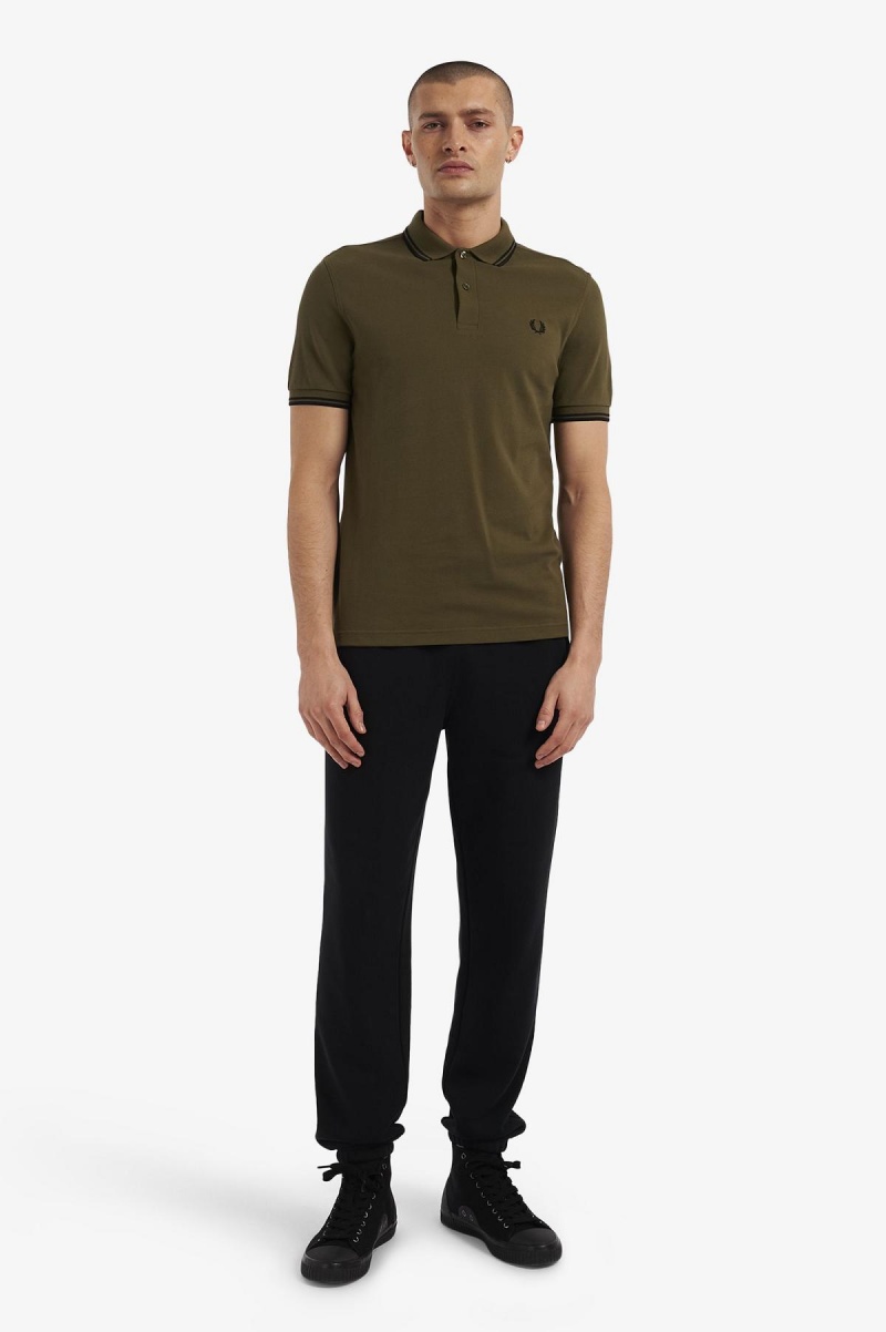 Fred Perry M3600 Polo Shirts Herren Grün Schwarz Schwarz | SCHVO89476